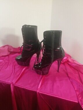 Pleaser 8" Platform LaceUp Ankle Boot Stripper Heel For Pole 1020 Well Worn SZ 6